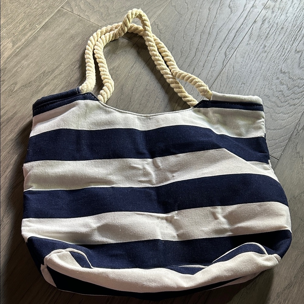 Vintage Navy and Cream Tote Bag